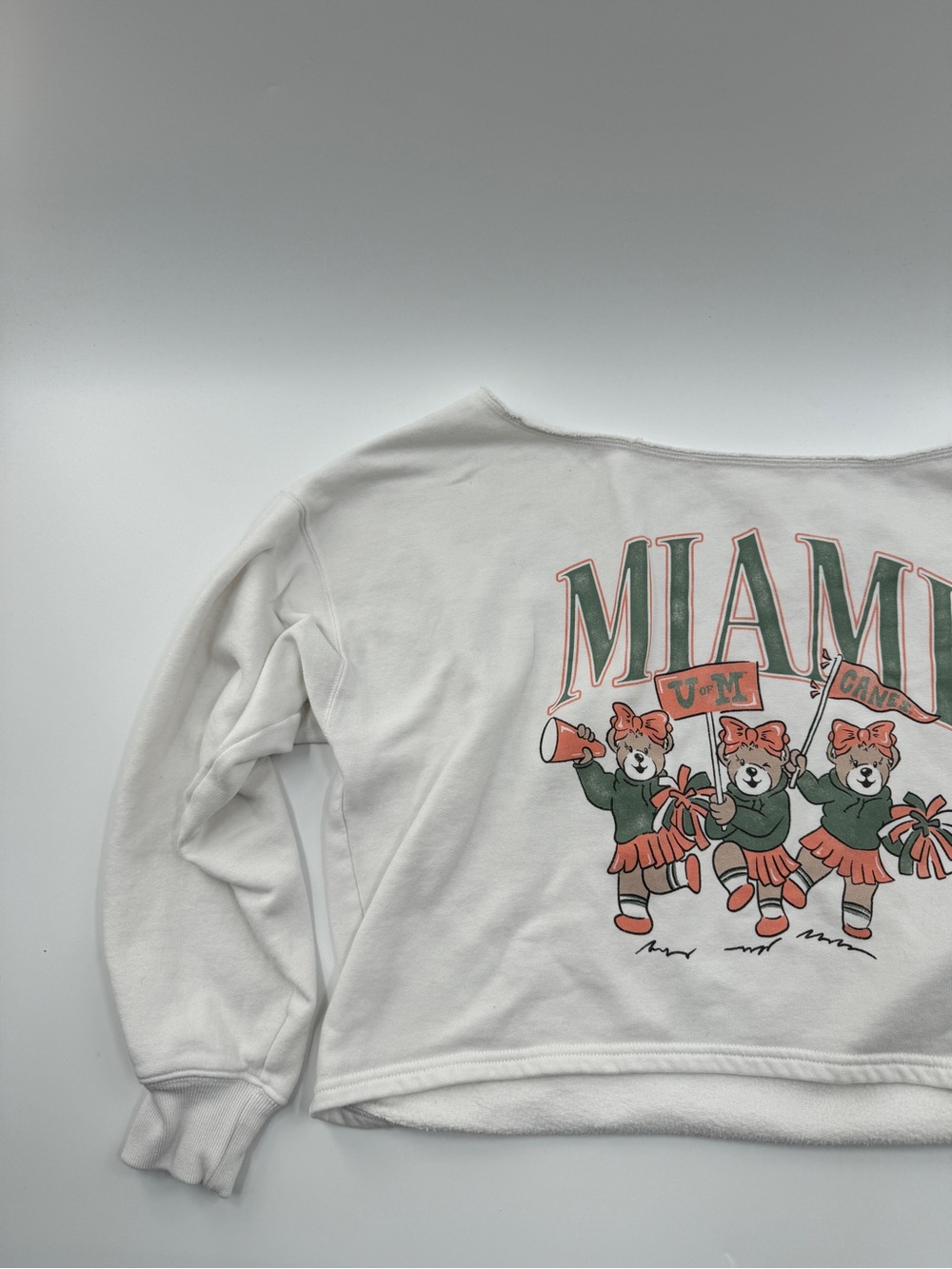 Hollister Miami Hurricanes Off Shoulder Sweatshirt Women’s Medium - Picture 2 of 8
